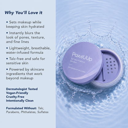 NEW!PawsUUp WaterBlur Powder Talc-Free Setting Powder with Blur and Set brush